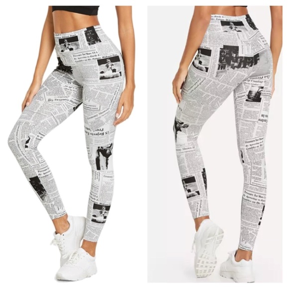 newspaper print tights